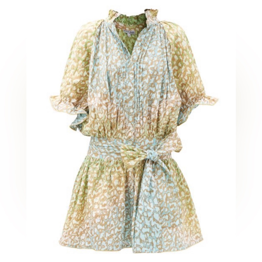 NWOT Juliet Dunn Cotton-Voile Snow Leopard Mini Dress Size 1